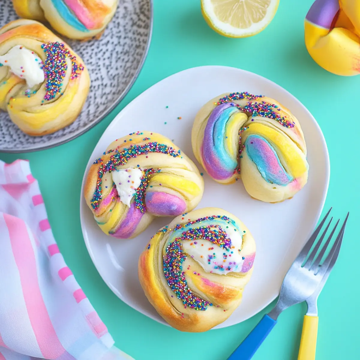 Indulgent Lemon Cream Cheese Rainbow Sweet Rolls to Brighten Your Day 1