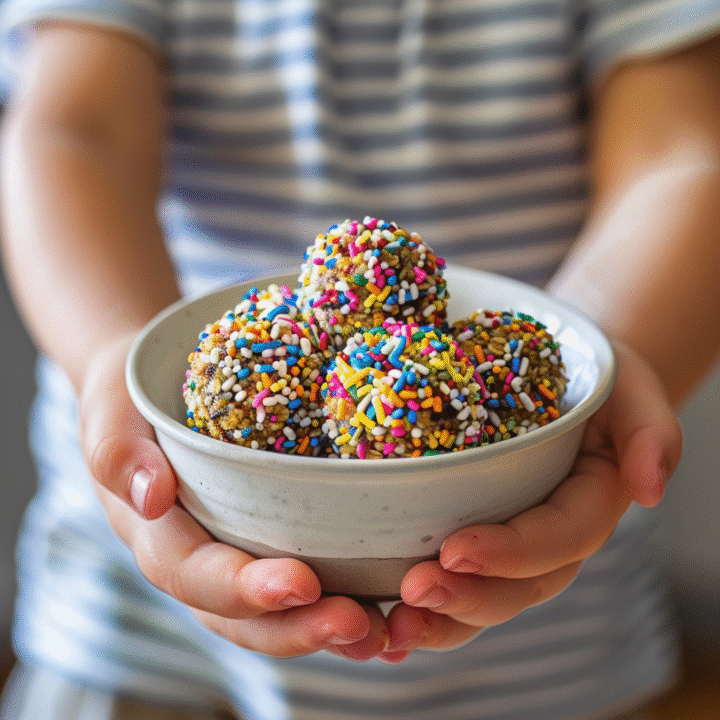 Funfetti Energy Balls for Toddlers + Kids - Easy 10 Minute Snack 22 u3929625643 Colorful funfetti energy balls in a small bowl he 0f17c726 d352 4cc2 abc4 6a92c2e621eb 3