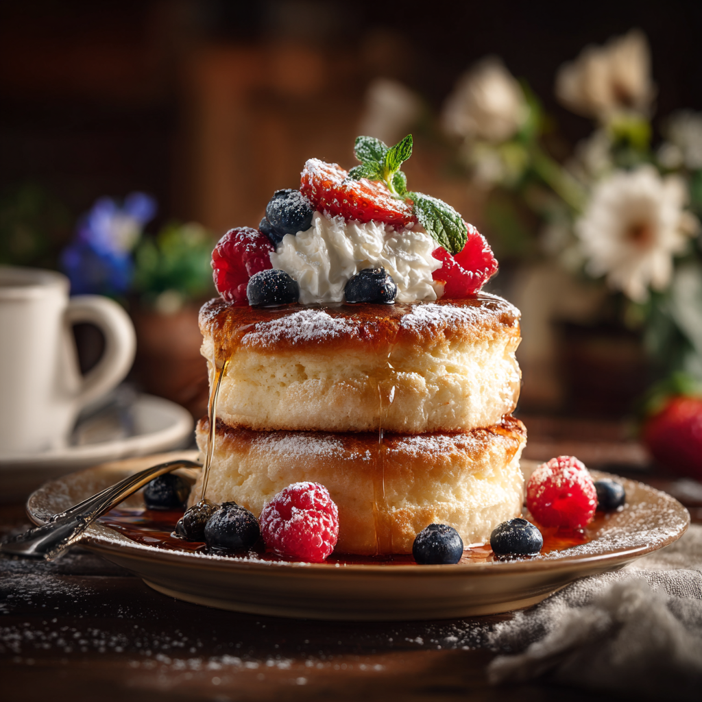 u3929625643 Tall fluffy Japanese souffl pancakes stacked high 0c1f52c8 265c 4cd7 a648 ba4ef763e156 0
